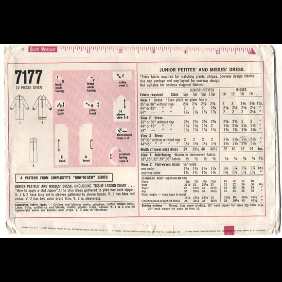 1960s Shift Dress Sewing Pattern - Simplicity 7177 - Picture 2 of 3